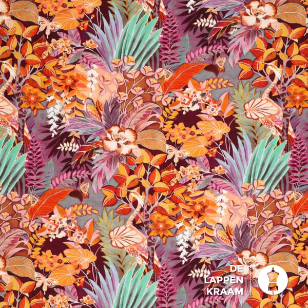 Tricotstof met multicolor bloempatroon