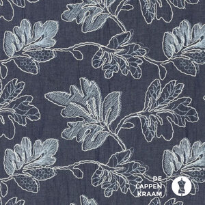  Geborduurde denim bladdessin