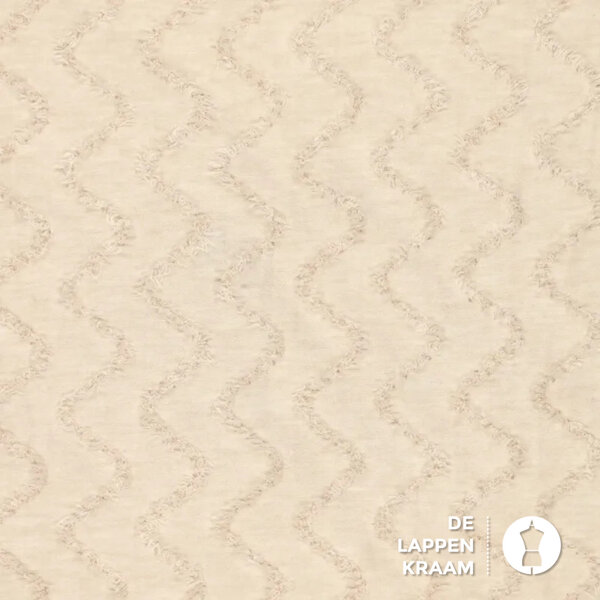 Tricot stof met golvend motief en een tikje gouddraad