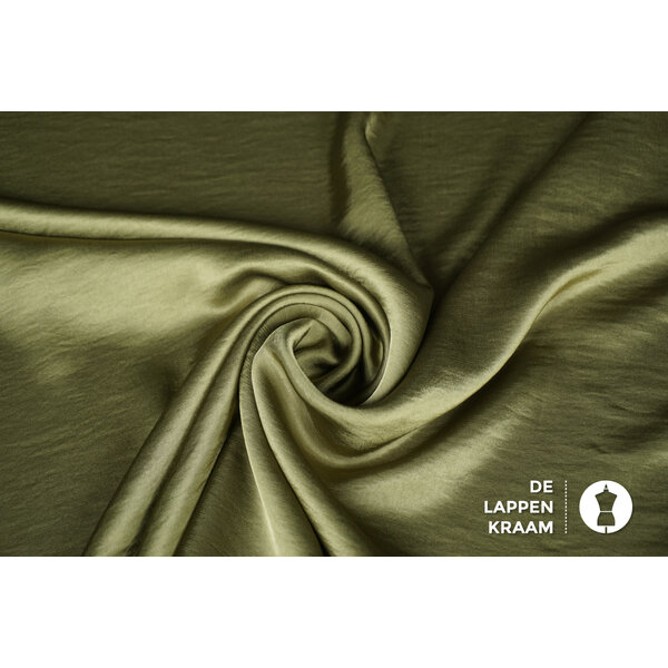 Wavy satin stof olijfgroen
