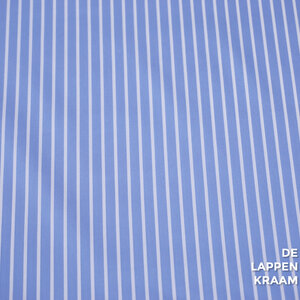  Stretch popeline blauw met witte strepen
