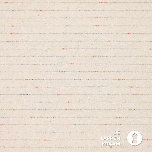 Linnenlook stof naturel met multicolor streepje