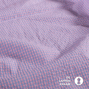  Seersucker miniruitje roze blauw