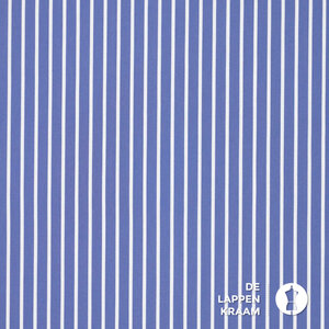  Stretch popeline donkerblauw met witte strepen