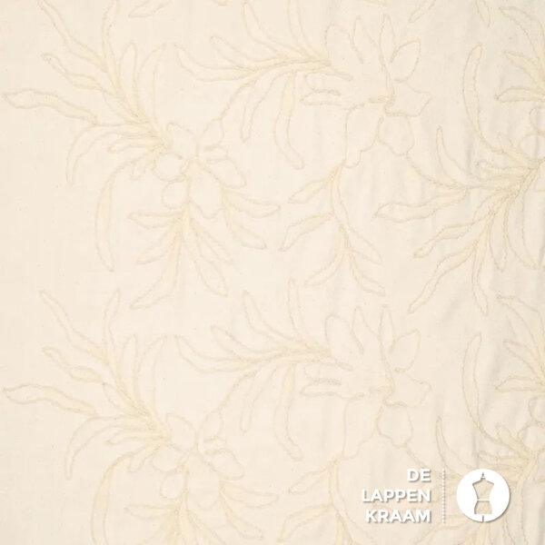 Jeans in ecru met opgestikt draad