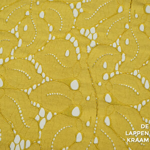  Broderie gebloemd kerrie