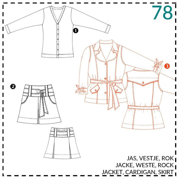 Abacadabra Naaipatroon Jas, vestje en rok