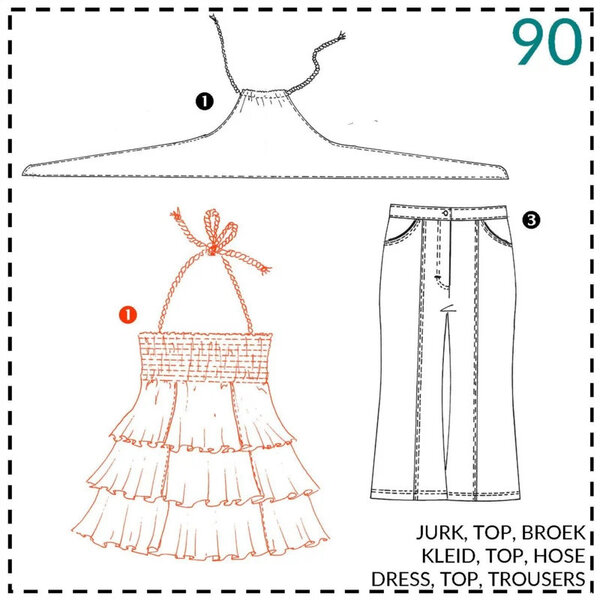 Abacadabra Naaipatroon top, jurk, broek en rok