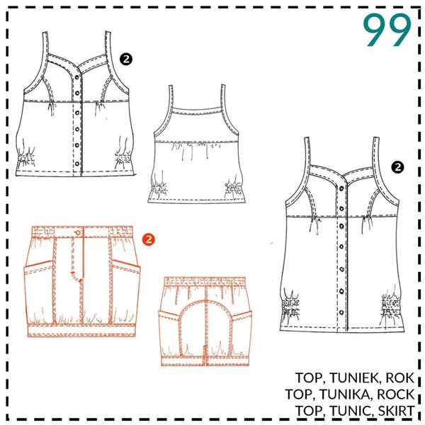Abacadabra Naaipatroon Top, tuniek en rok