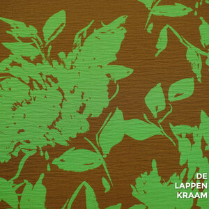 A la Ville Crinkle viscosemix bruin met groene bloem