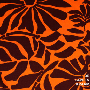 A la Ville Satijn oranje met abstracte bruine bladeren