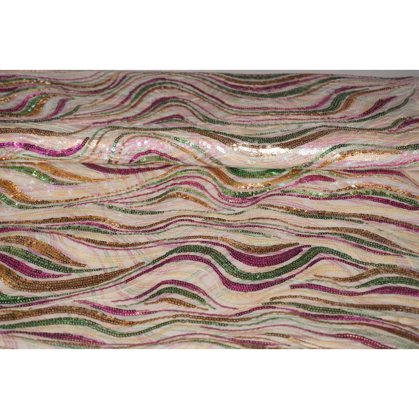 A la Ville Tule stof met golvend pailletten dessin