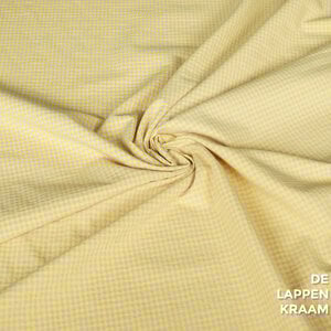  Katoenmix stof miniruitje geel-beige