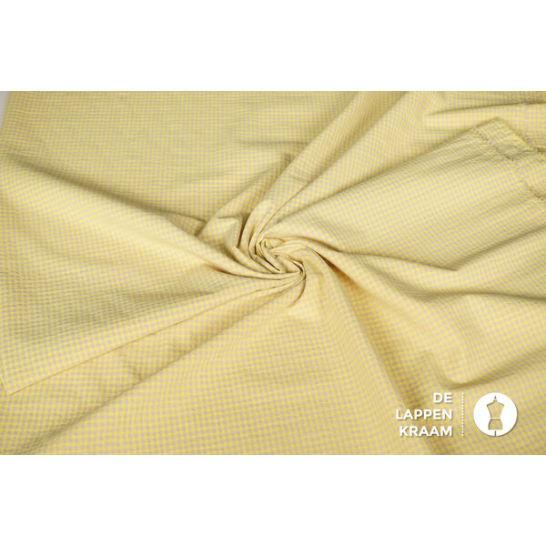 Katoenmix stof miniruitje geel-beige
