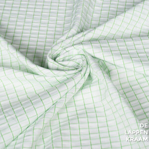  Katoenmix geruit in wit met felgroen