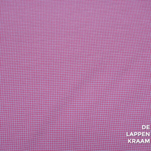  Katoenmix stof miniruitje roze-grijs