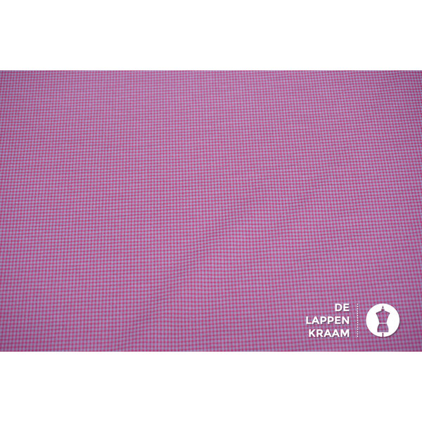 Katoenmix stof miniruitje roze-grijs