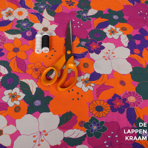  Viscose twill stof in fel gekleurd bloemdessin