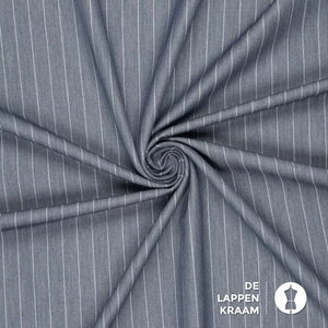  Stretchstof jeansblauw met witte krijtstreep