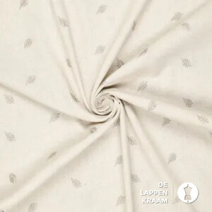  Geborduurde Linnenmix  naturel met blaadjes