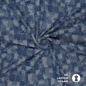  Geblokte jeansstof met rafels