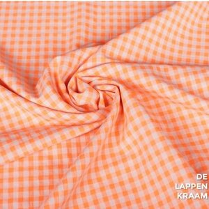  Coupon 46 Katoenmix ruitje fluor oranje 180 x 145 cm