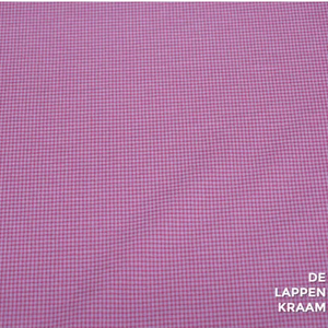  Coupon 254 Katoenmix miniruitje roze-grijs 180 x 145 cm