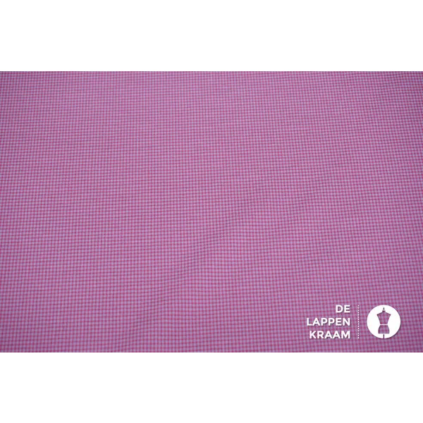 Coupon 30 Katoenmix miniruitje roze-grijs 180 x 145 cm