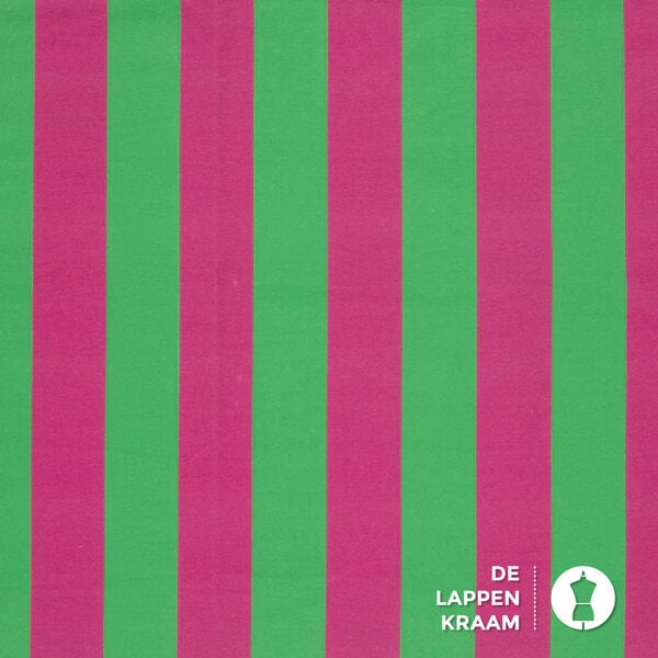 Gestreepte french terry stof roze en groen