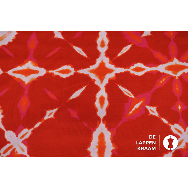 A la Ville Katoen stof met rode tie dye print