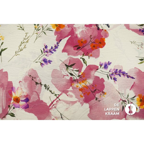 A la Ville Viscosemix stof ecru met bloemen