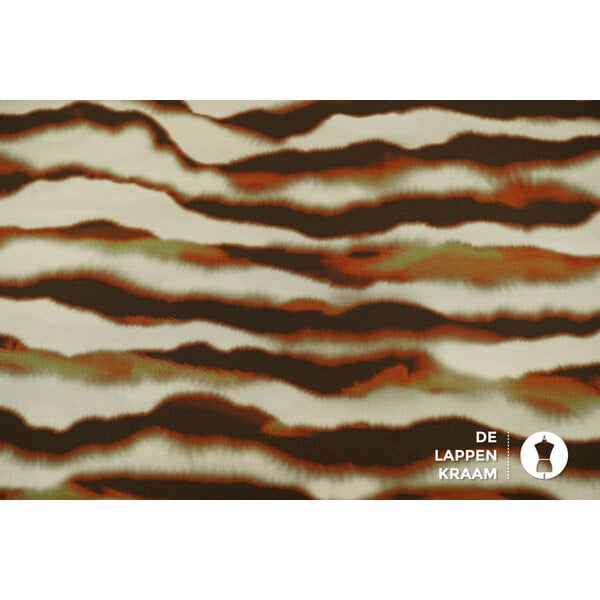 A la Ville Silky katoen stof met bruin golvend dessin