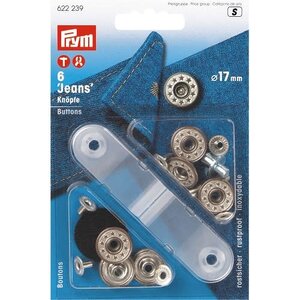 Prym Jeansknopen inslag zilver 17mm pak van 6 stuks