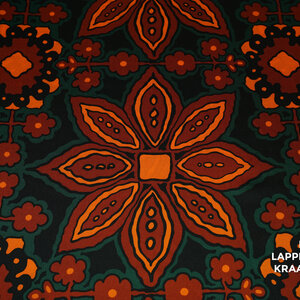  Coupon 464 Satijnen twill met groot bloempatroon in bruintinten 180 x 145 cm