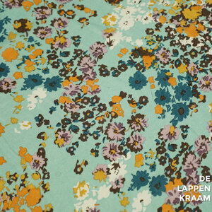  Polyester lichtblauw met bloemetjes