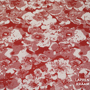  Gebreid stof rood wit gebloemd