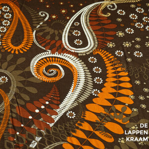 SALE Tricot bruin met paisley en bloemetjes