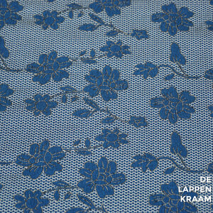 SALE Bengaline kobalt met bloemen