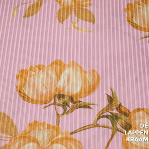 A la Ville Polyester in roze met ingeweven streep en goudgeel bloemdessin