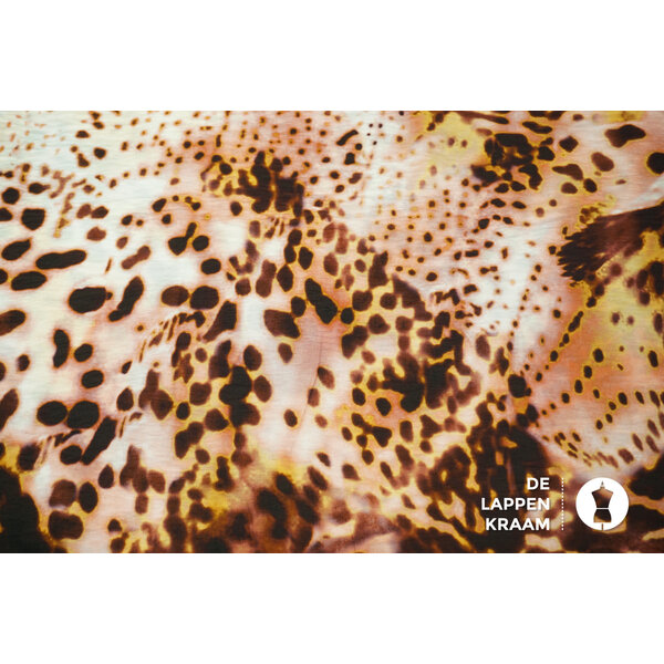 A la Ville Viscosemix stof in roze met goud en bruin gevlekt dessin