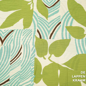 A la Ville Viscosemix ecru met abstracte groene bloemenprint