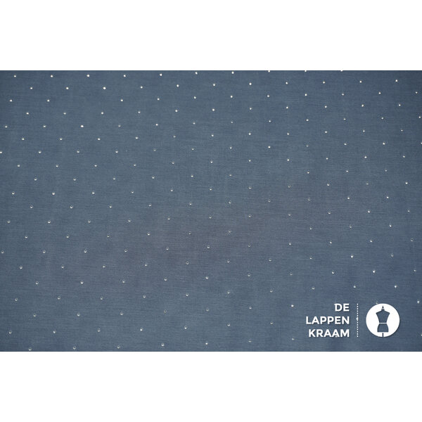 A la Ville Scuba tricot stof jeansblauw met diamantjes