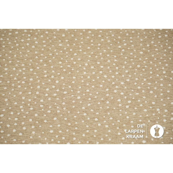 A la Ville French terry stof zandkleur met stipjes