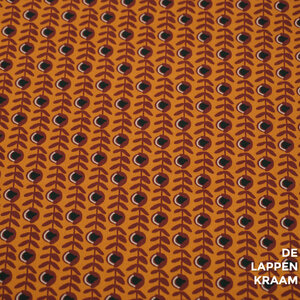  Polyester stretch caramel met bloemetjes