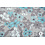 SALE Katoen stof grijs met blauwe bloemen