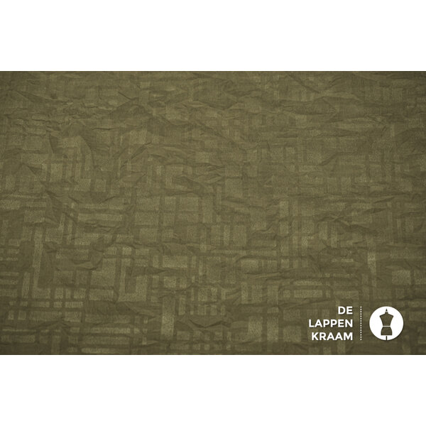 Coupon 418 Viscose legergroen met doolhofprint 180 x 150 cm