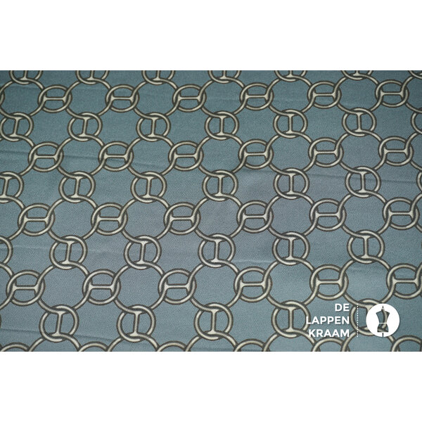 Coupon 43 Bubble satijn licht jeansblauw met ringen 180 x 150 cm