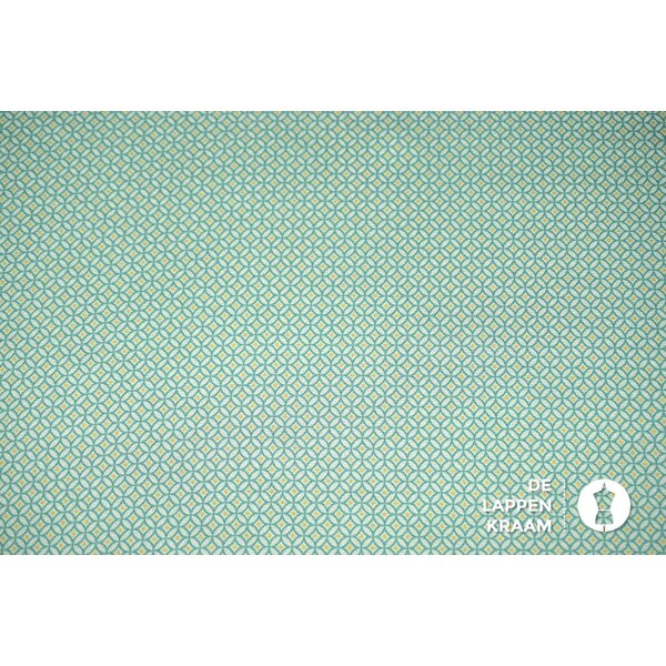 SALE Bubble satijn met mintgroen abstract dessin