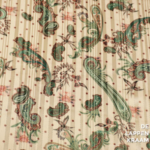 SALE Chiffon met lurex beige met groene paisley