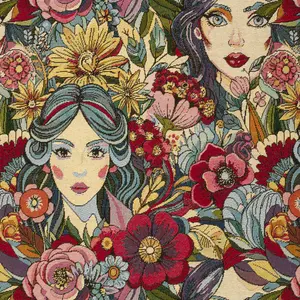  Gobelin met gezichten en bloemen